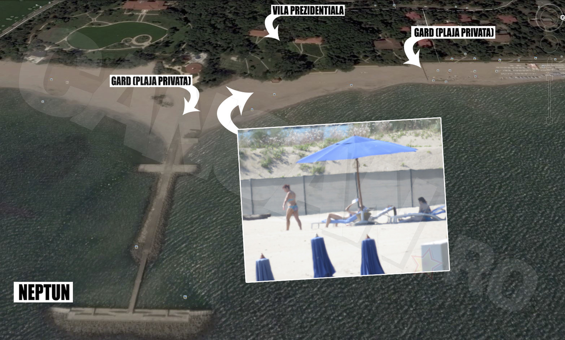 Aceasta este plaja de la Neptun destinată exclusiv şefului statului şi pe care, în mod normal, n-ar trebui să calce nici... pescăruşii, darămite alte persoane neinvitate