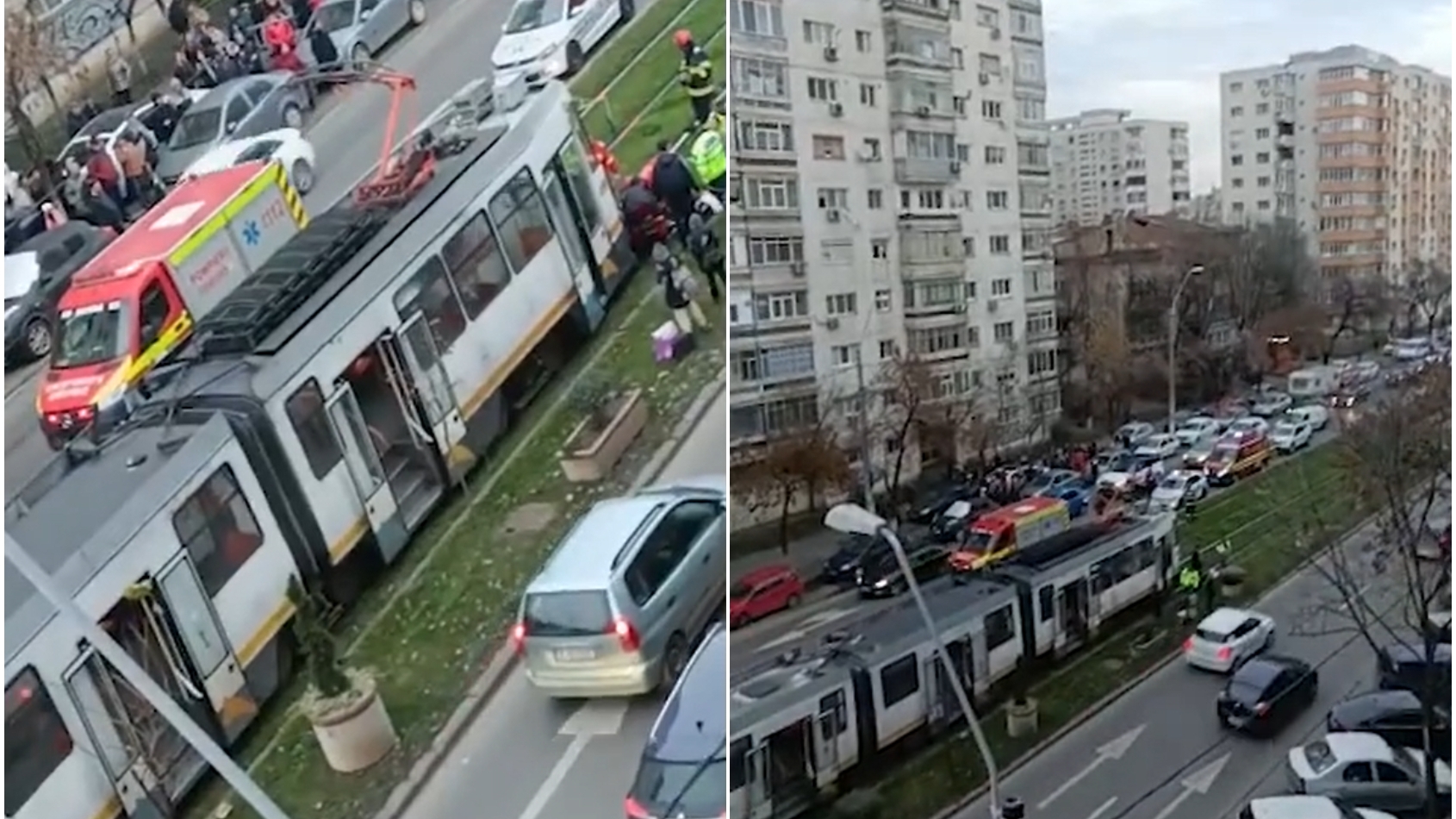 Scene de groază în Capitală. O fetiță de 12 ani a fost călcată de tramvai. A fost transportată de urgență la spital