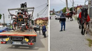 Nuntă stricată în Craiova după ce trăsurile mirilor au fost ridicate de polițiști