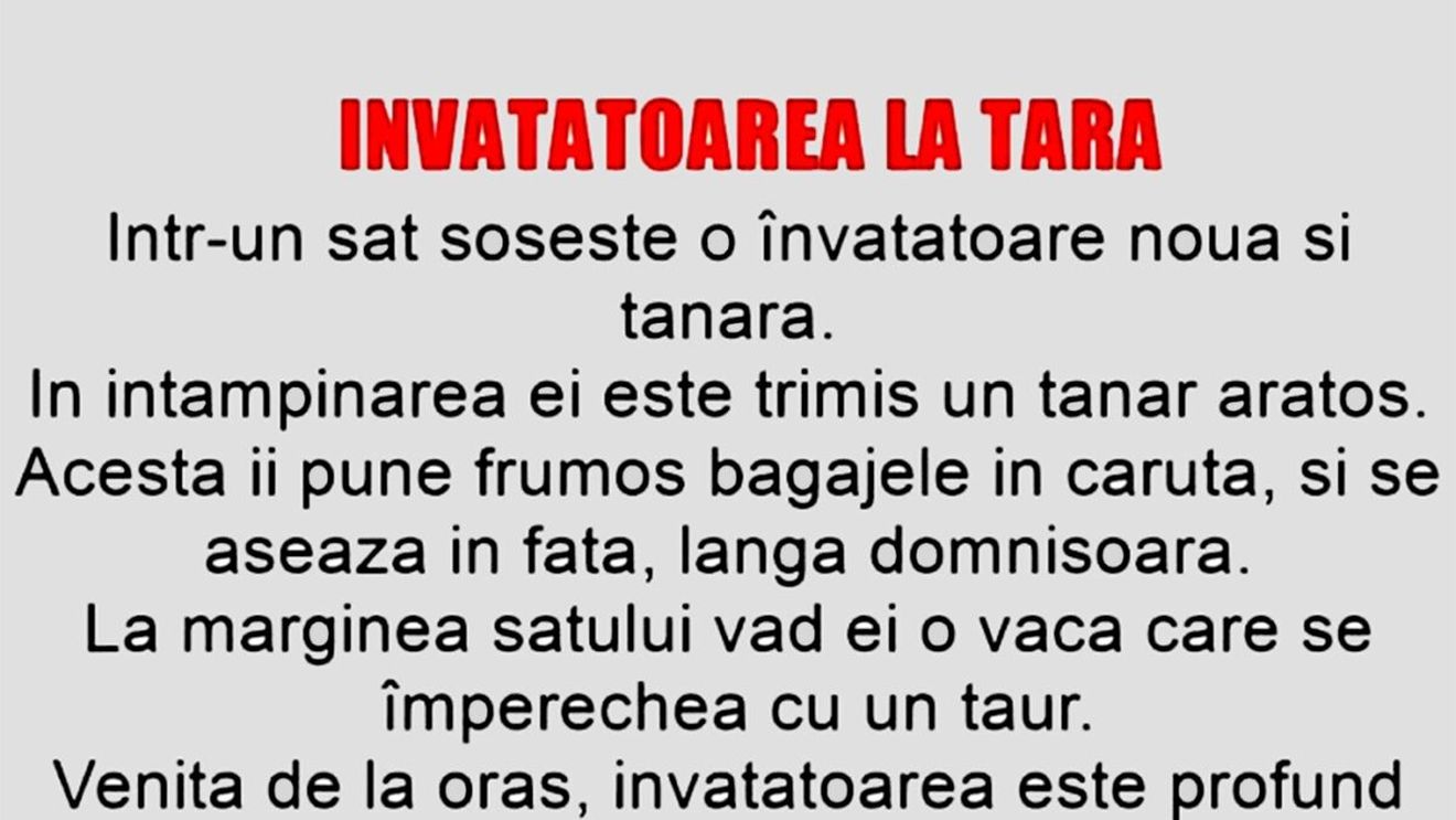 BANCUL ZILEI | Învățătoarea la țară