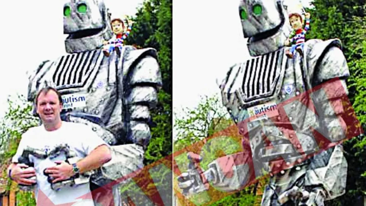 A alergat intr-un robot de 2,7 metri inaltime