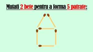 Test IQ cu chibrituri | Mutați doar 2 bețe pentru a obține 5 pătrate!