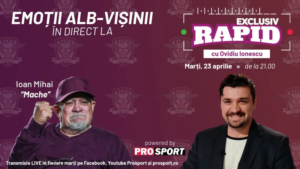 Actorul Ioan Mihai, primul lider al galeriei Rapidului, este invitat la EXCLUSIV RAPID marți, 23 aprilie, de la ora 21.00