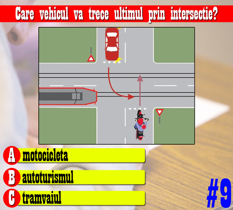 Test auto pentru șoferi, cu 10 chestionare | Primul: Care dintre cele 4 autovehicule au prioritate la trecere?