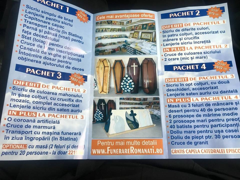 Pliantele care fac reclamă afacerii Episcopiei Slatina