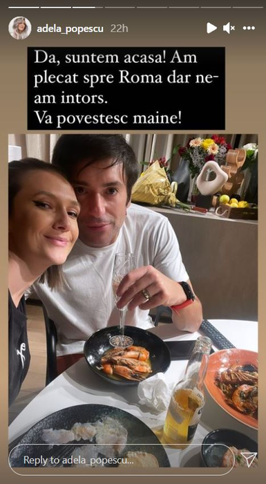 Adela Popescu și-a serbat ziua de naștere acasă, alături de Radu Vâlcan. Sursă foto: Instastory