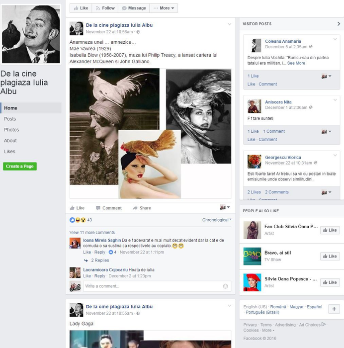 De curând a apărut o pagină de Facebook intitulată ”De la cine copiază Iulia Albu”, pagină care conţine multe trimiteri la persoanele pe care Iulia Albu le-a copiat