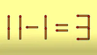 Test IQ cu chibrituri | Mutați un singur băț, pentru a corecta 11 - 1 = 3