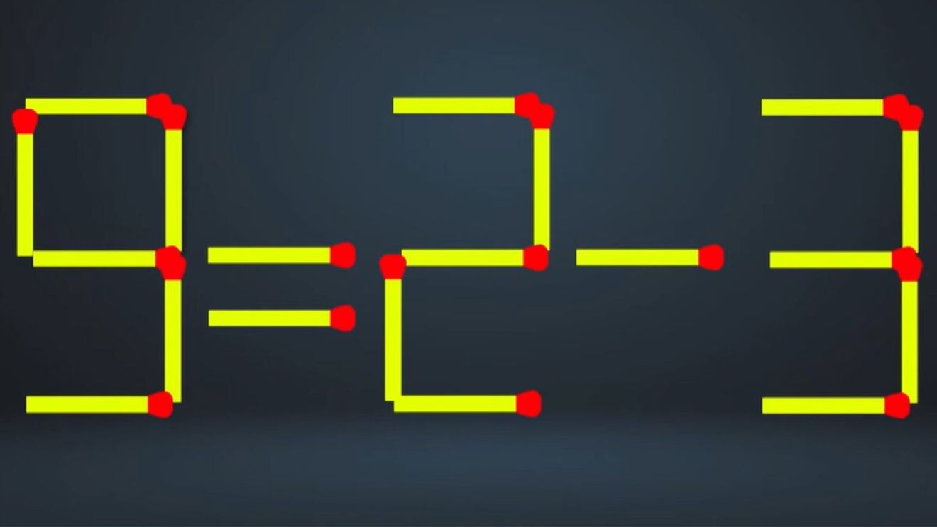 Test IQ cu chibrituri | Corectați 9 = 2 - 3, mutând un singur băț