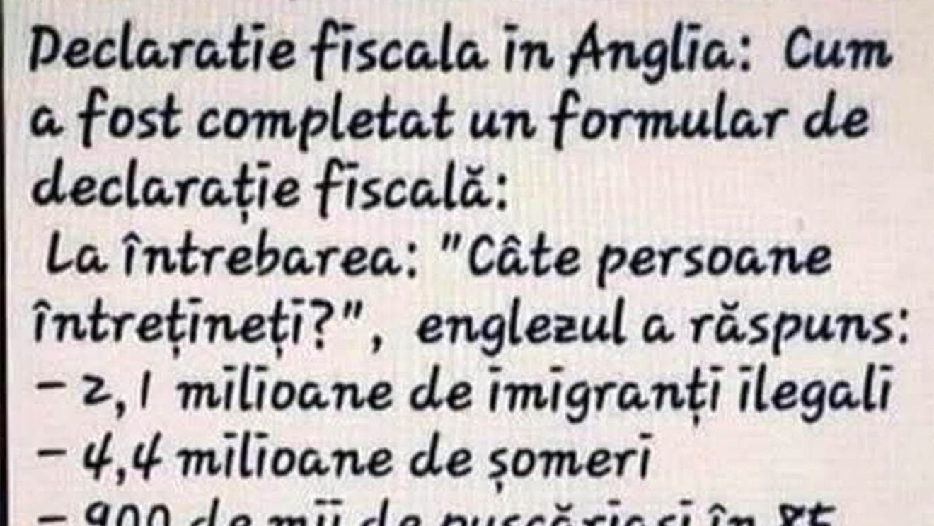 Bancul de weekend | Cum completează englezii declarațiile fiscale