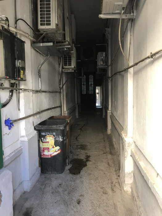 Un pasaj întunecos ne conduce către apartamentul unde locuiește Ana Maria Pantaze