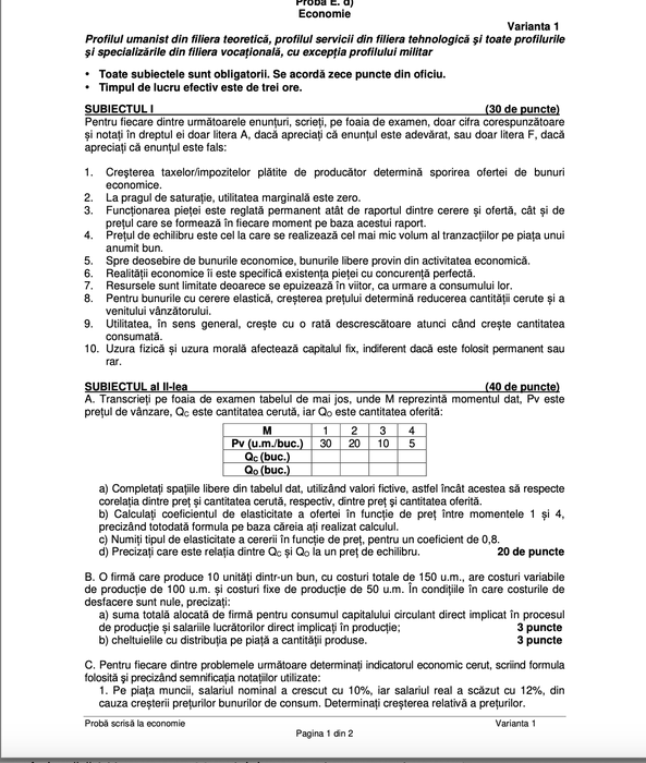 Bacalaureat 2025 | Ce subiecte au picat astăzi la logică, psihologie, economie, sociologie și filosofie