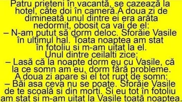 Bancul sfârșitului de noiembrie | N-am putut să dorm! Vasile sforăie în ultimul hal