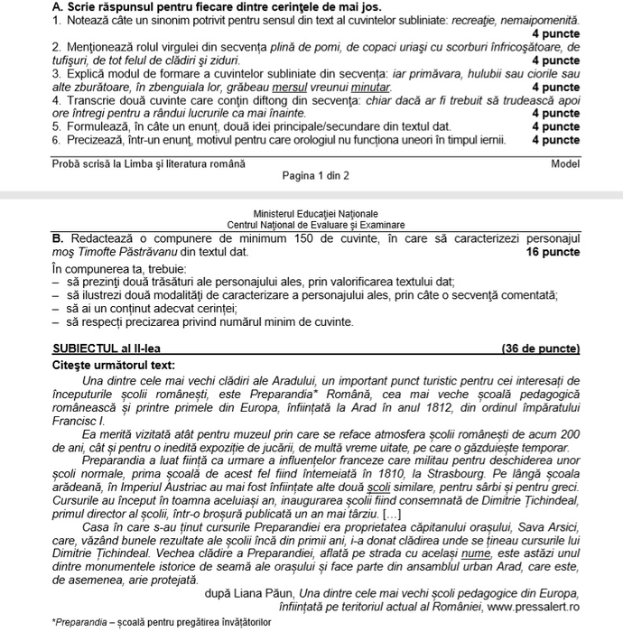 Evaluarea Națională 2019. Modele de subiecte la limba română