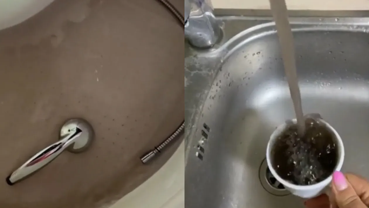 Fenomen bizar într-un cartier din Galați. Locuitorii s-au trezit cu apa neagră la robinet