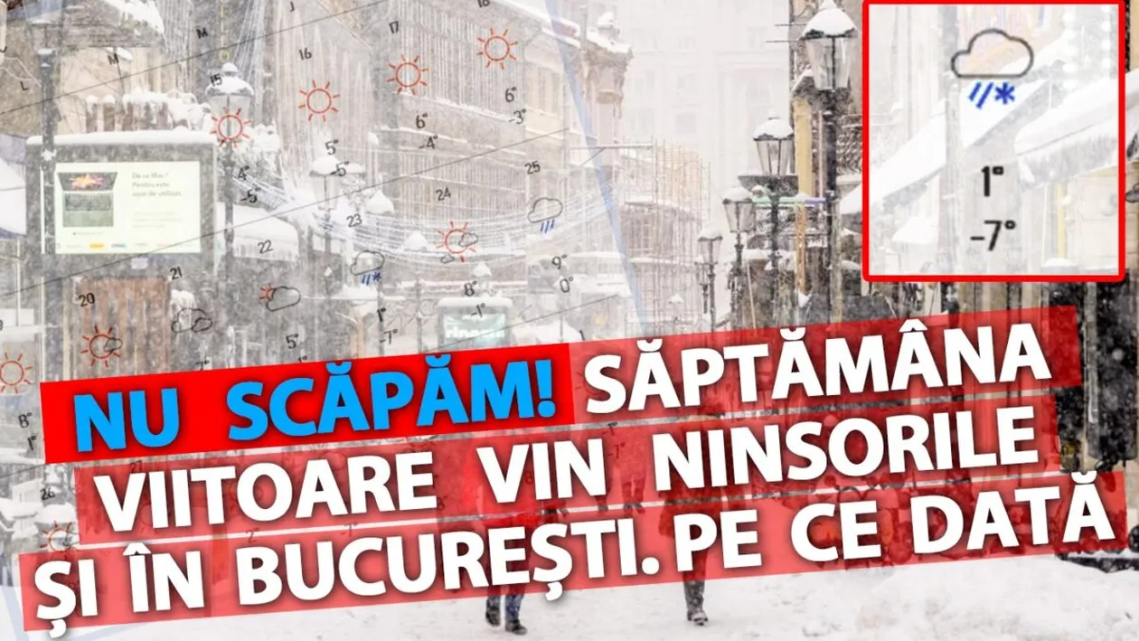 Nu scăpăm! Vin ninsorile săptămâna viitoare și în București. Pe ce dată începe să ningă, potrivit meteorologilor Accuweather