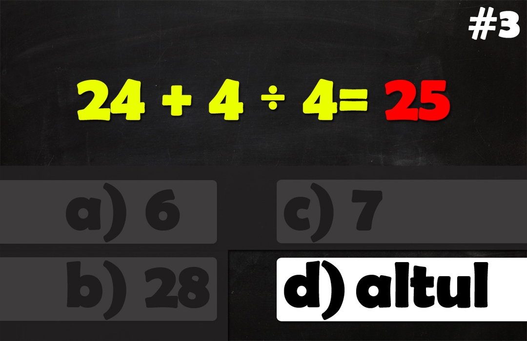 Testul IQ la care doar geniile răspund corect la cel puțin 8 din cele 10 întrebări | Prima: Cât face 90:10(1+2*3)-7?