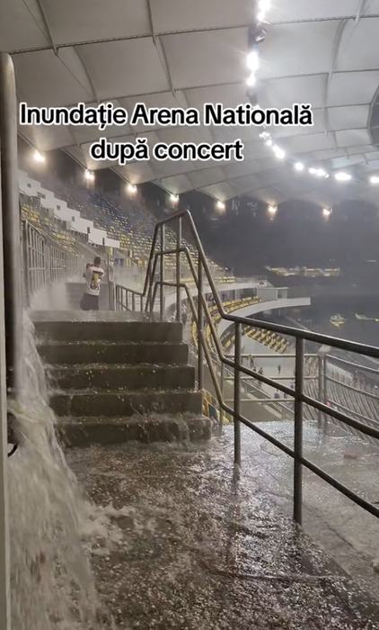 Inundație pe National Arena, după concertul Coldplay / sursă foto: Tik Tok