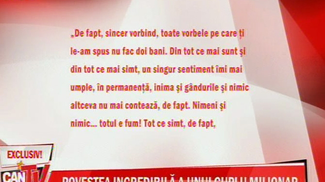 Uite mesajul plin de sinceritate in care sotul Danei Balcacean isi da arama pe fata! "Imi e ingrozitor, sfasietor de dor de tine! As da o lume intreaga pentru o secunda sa-mi pot lipi fata de parul tau! Imi revin eu si maine te injur iar"