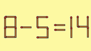 Test de inteligență | Mutați un singur chibrit pentru a corecta 8 - 5 = 14