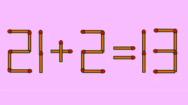 Test IQ exclusiv pentru genii | Corectați 21 + 2 = 13, mutând un singur chibrit