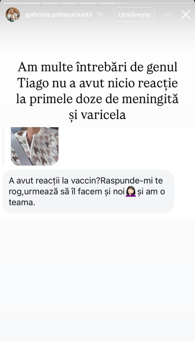 Gabriela Prisăcariu și-a dus fiul la vaccinare. Sursa foto: Instagram / Gabriela Prisăcariu