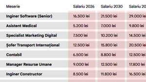 Câți bani vei câștiga pentru meseria ta actuală în 2026, 2030, 2035 și în 2040. Tabel salarii în România