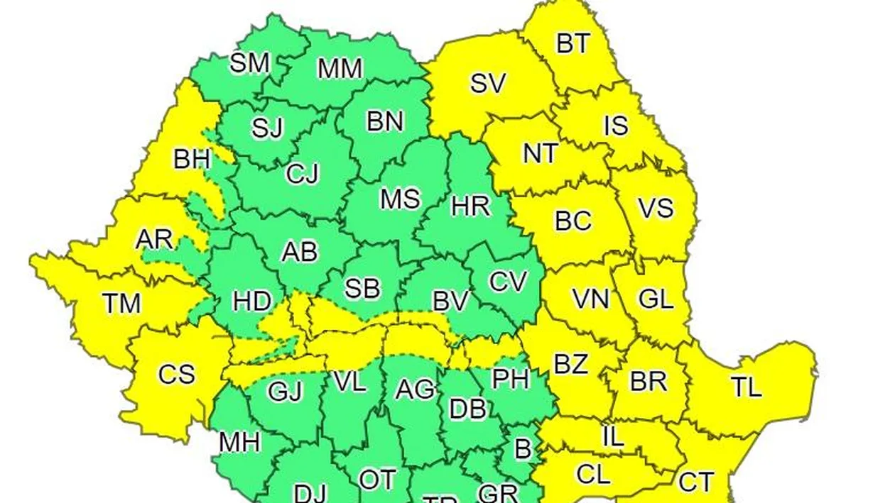 Avertizare meteo! Începe alerta de cod galben în 27 de județe