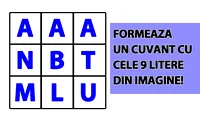 Test de inteligență de rezolvat într-un minut | Formează un cuvânt cu toate cele 9 litere din imagine: A, A, A, N, B, T, M, L, U