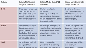 Tabel idei cadouri Crăciun | Ce cadou să îi faci, în funcție de salariul tău și de legătura cu ea: soție, iubită, soră, mamă, verișoară, mătușă sau prietenă