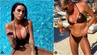 Daniela Crudu, surprinsă ca-n filmele pentru adulți în timp ce purta un costum de baie minuscul. Sora ei a numărat un teanc de valută pe muzica lui Alex Velea | VIDEO