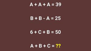 Test IQ exclusiv pentru genii | Dacă A+A+A=39, B+B-A=25 și 6+C+B=50, cât fac A+B+C=?