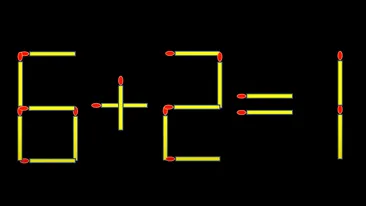 TEST IQ | 6 + 2 = 1 este greșit. Corectați egalitatea, mutând un singur chibrit