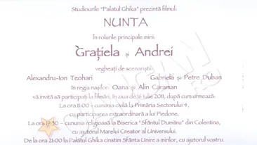 Andrei Duban si Gratiela sunt inventivi!  Au facut invitatii la nunta sub forma de generic de film!