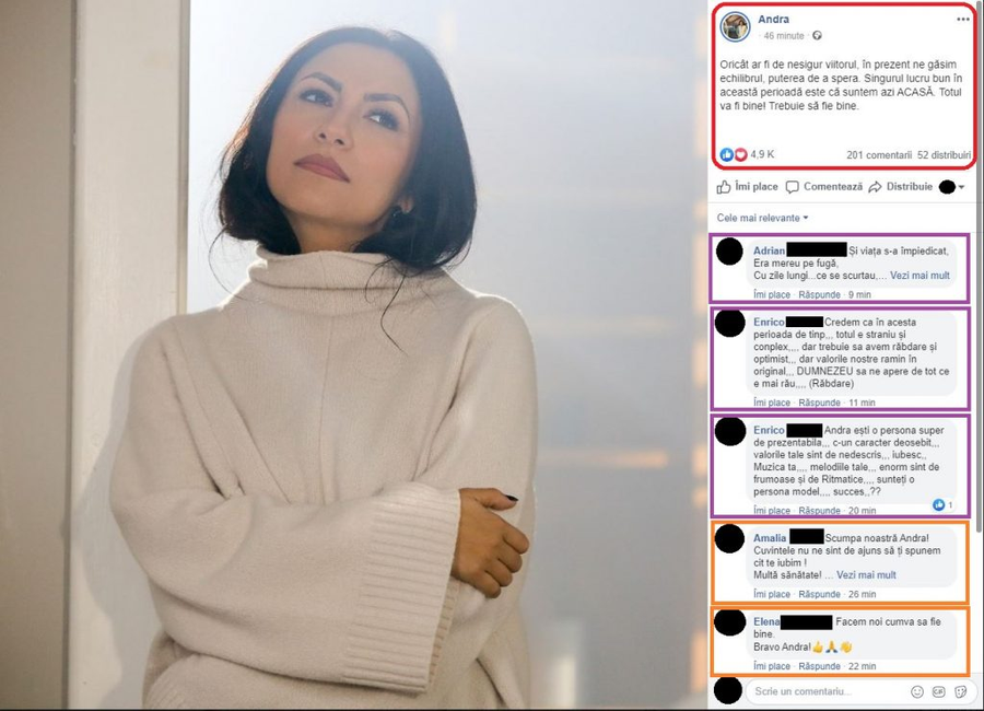 Andra, o poză cât o mie de cuvinte și un mesaj emoționant despre epidemia de coronavirus © Facebook
