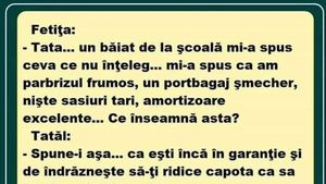 Bancul zilei | "Tata, un băiat de la școala mi-a spus că am parbrizul mișto"