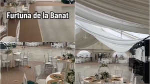 Furtuna a făcut ravagii la o nuntă din Banat! Decorațiunile de pe mese au zburat, cu puțin timp înainte să ajungă invitații | VIDEO