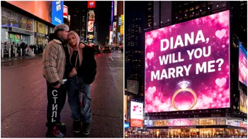 Cât l-a costat pe Lion Golden cererea în căsătorie pe ecranele din New York! Și-a impresionat complet viitoarea soție și nu s-a uitat la bani