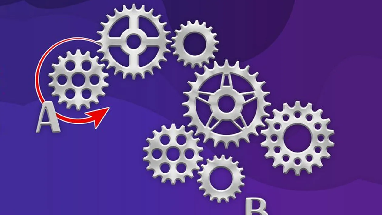 Problemă de logică | În ce sens se va învârti rotița B? Poți rezolva acest test de inteligență?
