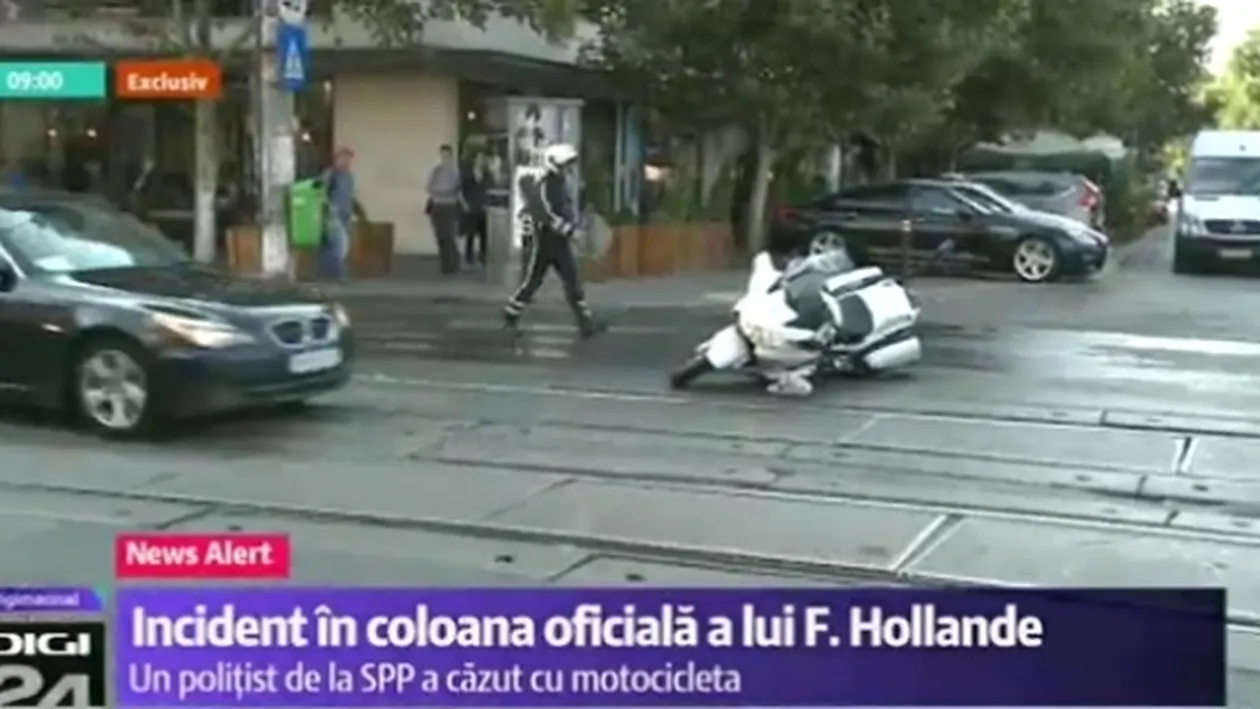 Incident în coloana oficială a preşedintelui Frantei, în Bucureşti