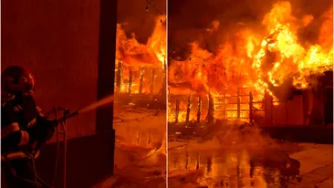 Incendiu violent în Argeș, în această dimineață! Bucătăria unui restaurant s-a făcut scrum. FOTO