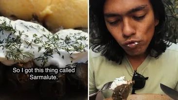 Cum a reacționat acest turist din SUA, după ce a mâncat sarmale în București, pentru prima dată: So i got this thing called sărmăluțe