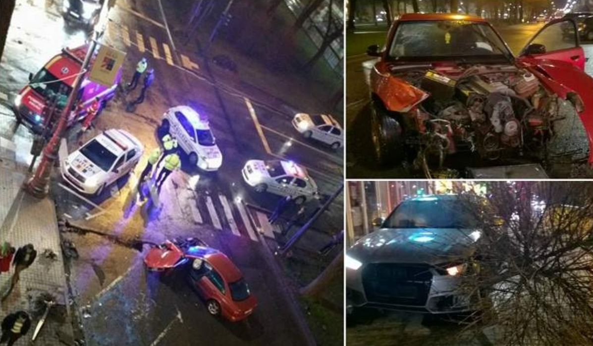 Imagini dramatice în Arad, după un accident! Doi bolizi s-au făcut zob, iar unul a smuls din rădăcini un copac