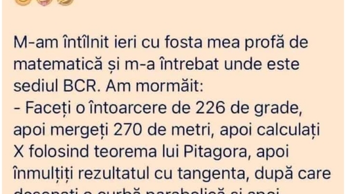 Bancul zilei | "M-am întâlnit ieri cu fosta mea profă de matematică"