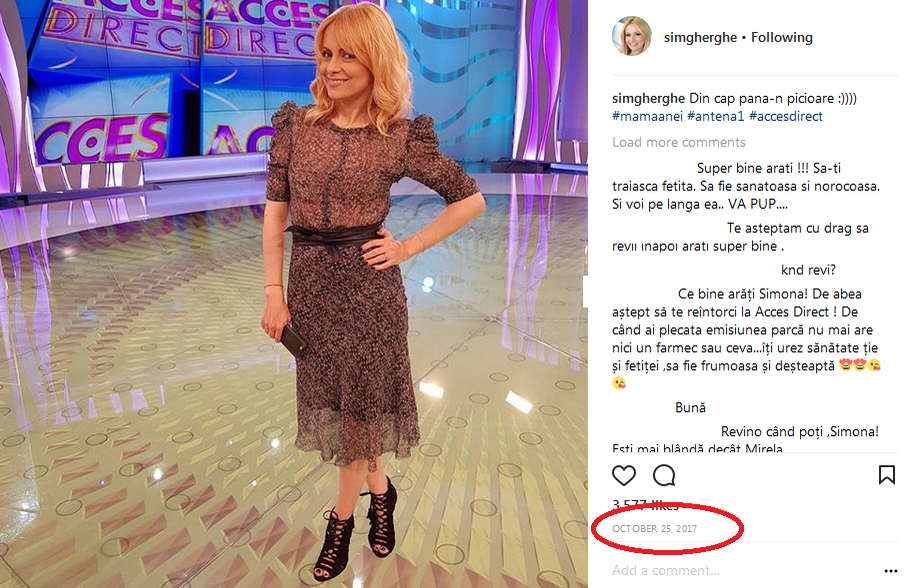 În octombrie 2017, vedeta a apărut pe TV cu o siluetă de invidiat