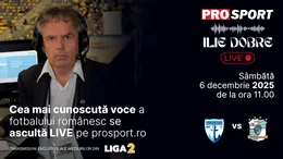 Ilie Dobre comentează LIVE pe ProSport.ro meciul F.C. Voluntari – C.S.C. Dumbrăvița, sâmbătă, 6 decembrie 2025, de la ora 11:00