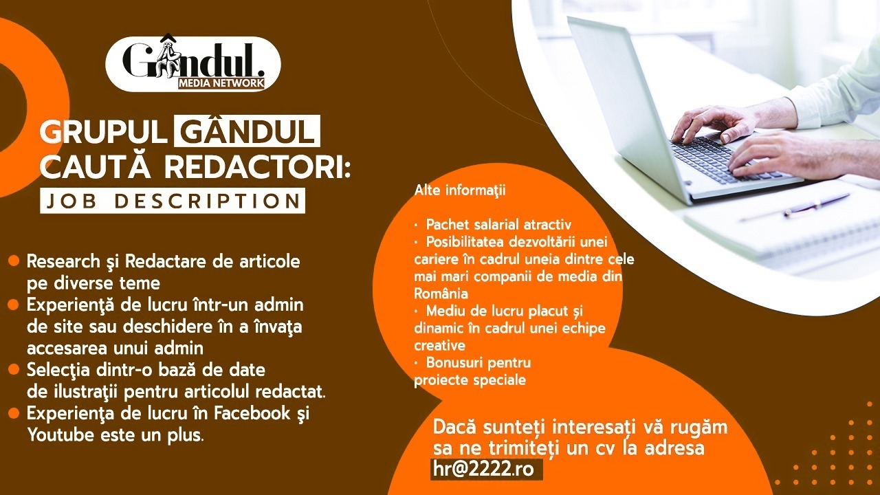 Grupul Gândul caută redactori