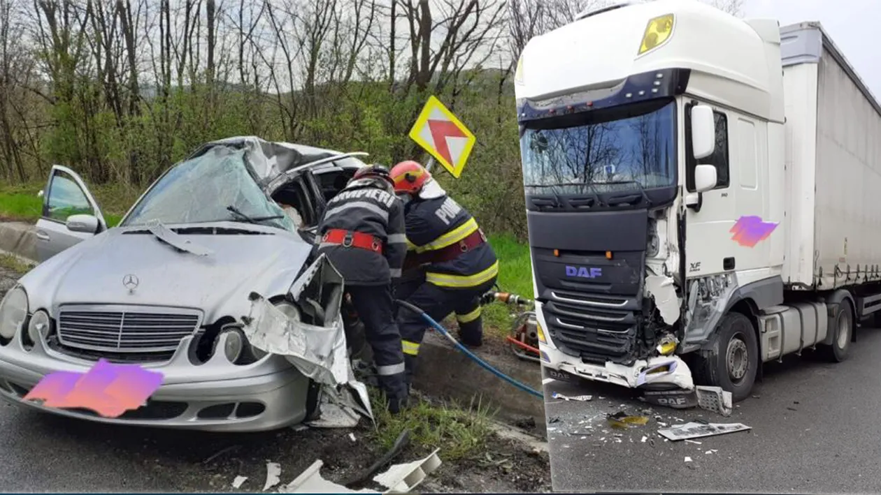 Un bărbat de 27 de ani, sfârșit fulgerător în Vinerea Mare, după ce mașina lui s-a ciocnit de un tir în Sălaj. Prietenul său a fost dus cu elicopterul la spitalul din Baia Mare