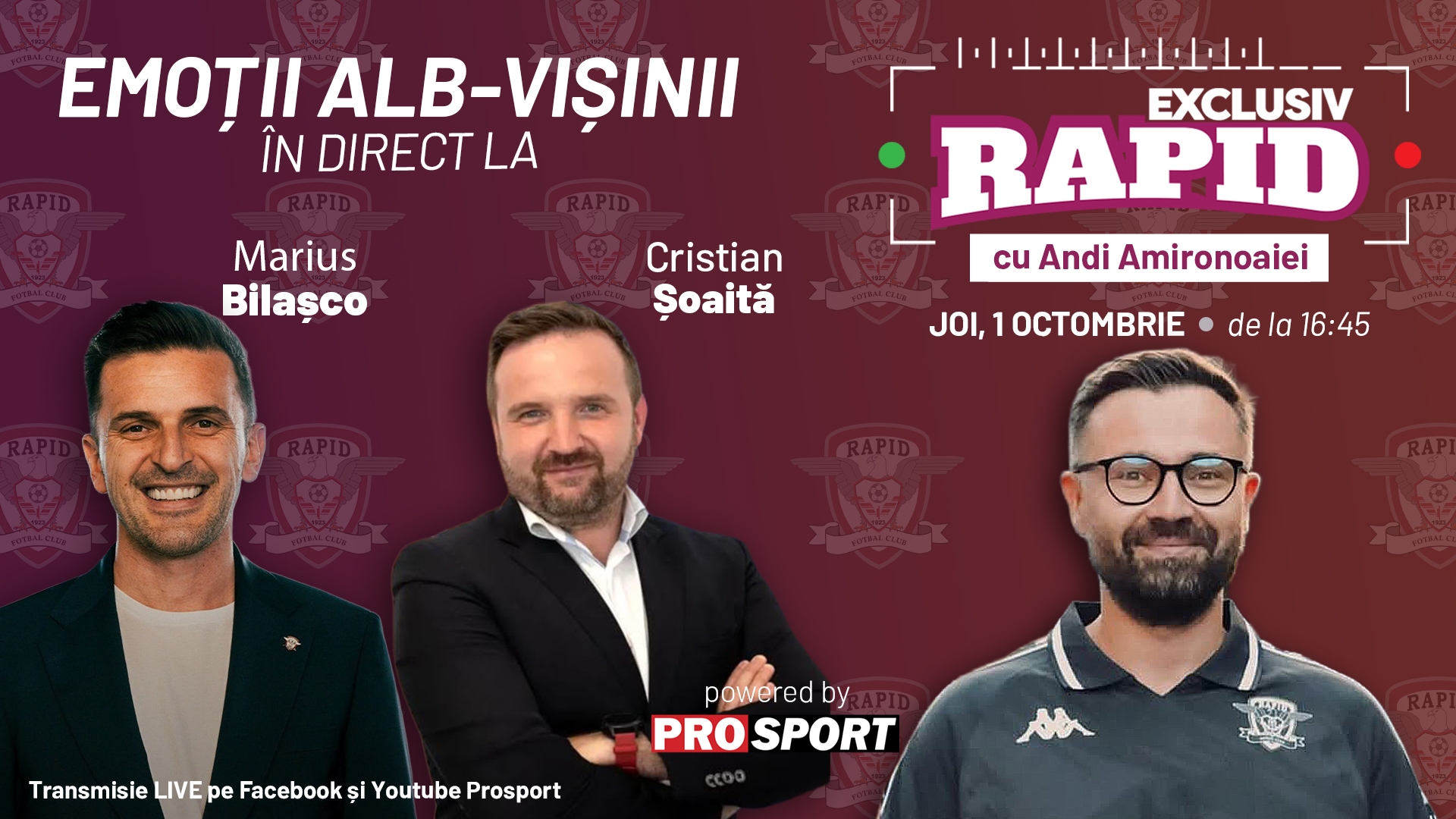 „EXCLUSIV RAPID” revine astăzi! Marius Bilașco și Cristian Șoaita, invitații ediției