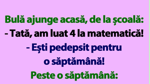 BANC | Bulă ajunge acasă, de la școală: "Tată, am luat 4 la matematică"